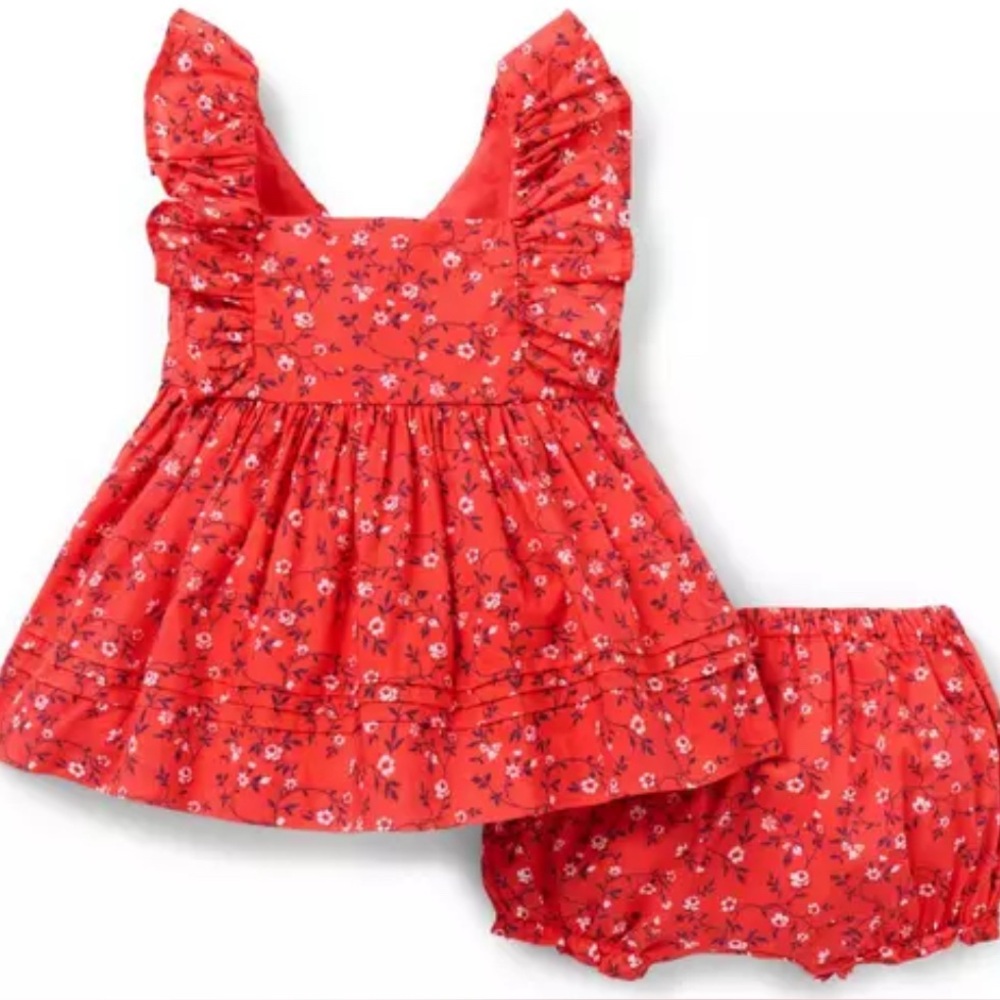 Janie and Jack Red Floral Set 0-3 Months